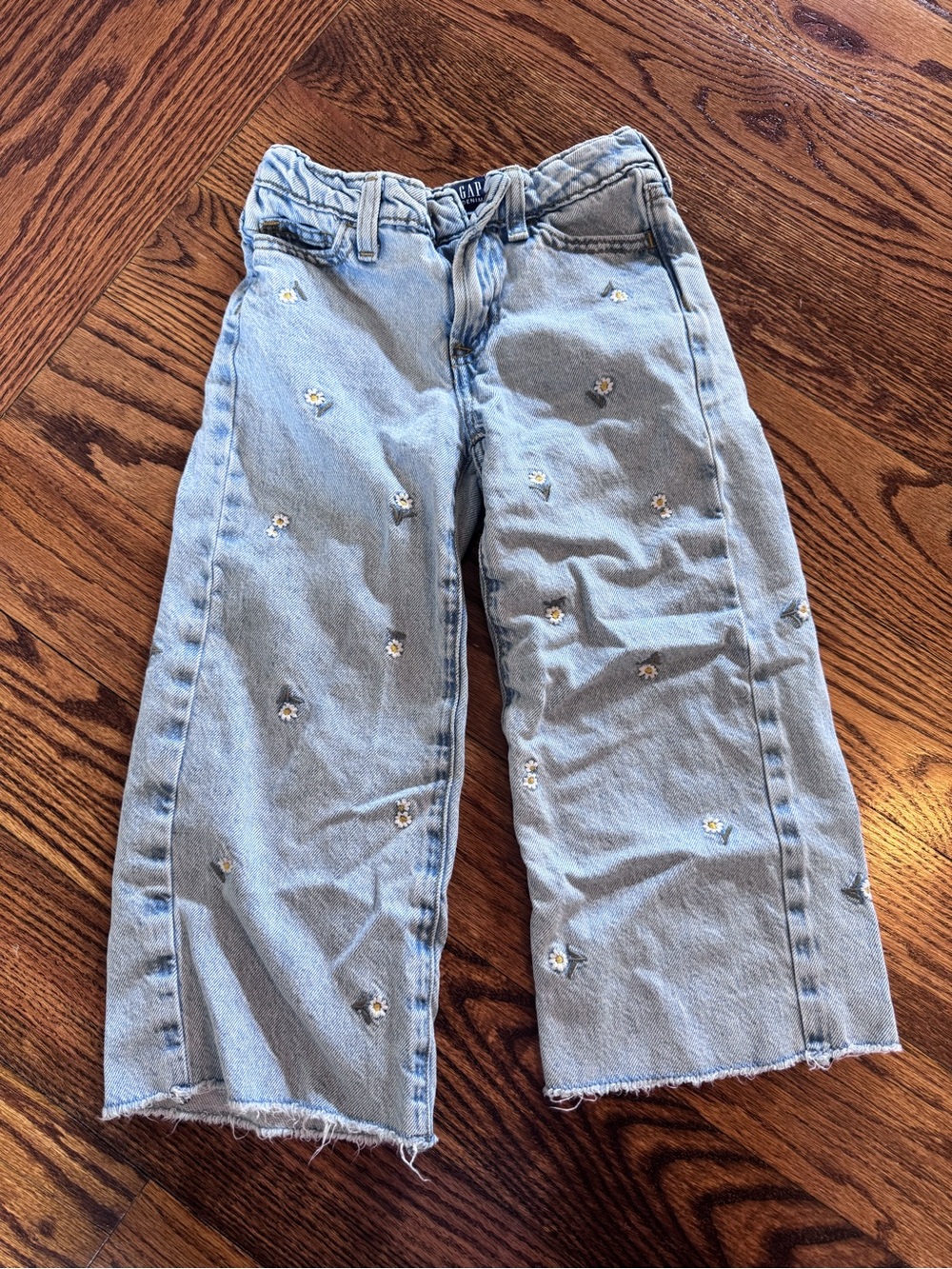 GAP Light Blue Daisy Embroidered Wide-Leg Jeans